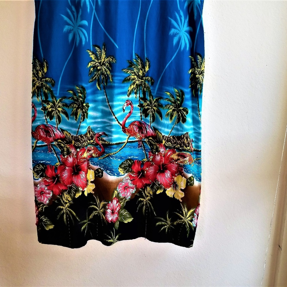 NWOT! LG BLING TIKI PALM SUMMER DRESS - Picture 3 of 5